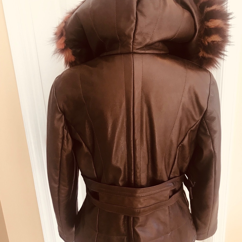 🔥✨Anna Biagini Brown/Faux Fur Leather Coat✨🔥🔥🔥🔥🔥🔥🔥🔥 - Picture 7 of 8